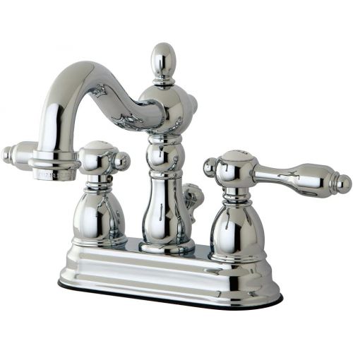  Kingston Brass KB1601TAL Tudor 4 Inch Centerset Lavatory Faucet With ABS/Brass Pop-Up, Polished Chrome, 4-3/4 inch in Spout Reach, Polished Chrome