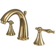 Kingston Brass KS2972NL Naples Widespread Lavatory Faucet, Polished Brass