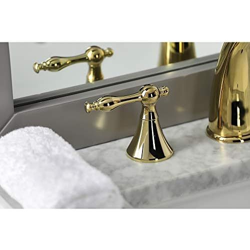  Kingston Brass KS2972NL Naples Widespread Lavatory Faucet, Polished Brass