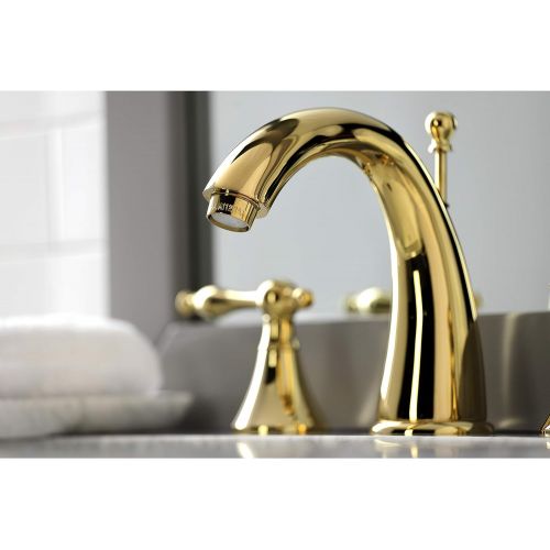  Kingston Brass KS2972NL Naples Widespread Lavatory Faucet, Polished Brass