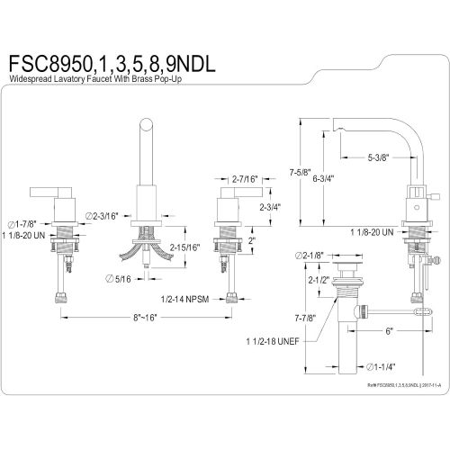  Fauceture FSC8953NDL 8 in. Widespread Bathroom Faucet, Brushed Brass