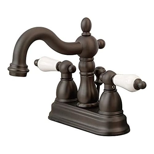  Kingston Brass KS1605PL Heritage Centerset Lavatory Faucet with Brass Pop-Up, Oil Rubbed Bronze