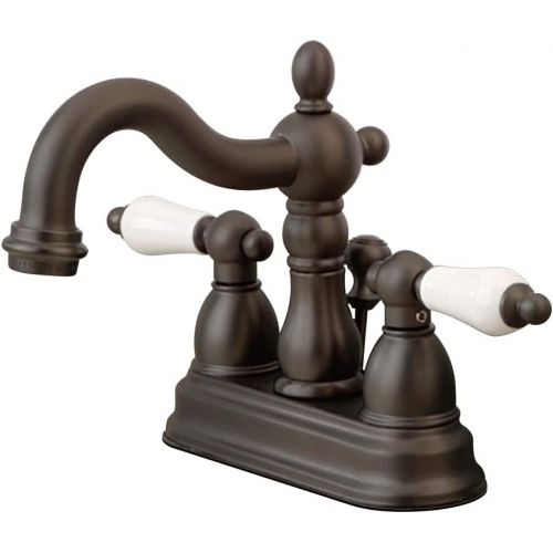  Kingston Brass KS1605PL Heritage Centerset Lavatory Faucet with Brass Pop-Up, Oil Rubbed Bronze