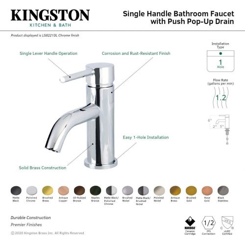  Fauceture LS8223DL Concord Single Handle Monoblock Bathroom Faucet, Brushed Brass
