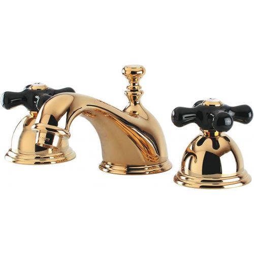  Kingston Brass KS3962PKX Restoration Widespread Bathroom Faucet with Pop-Up Drain, 6-1/2-Inch, Polished Brass