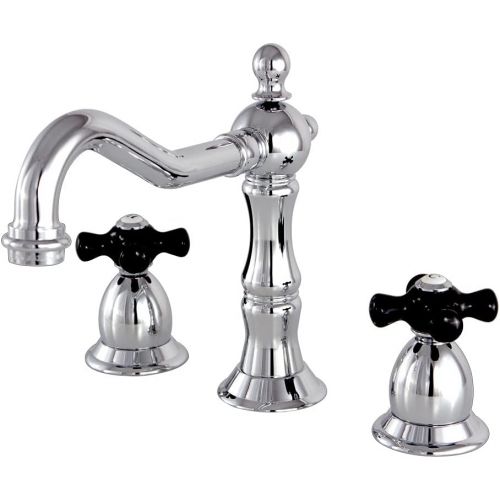  Kingston Brass KS1971PKX Heritage Widespread Bathroom Faucet with Brass Pop-Up Drain, 7-1/2-Inch, Polished Chrome