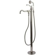 Kingston Brass KS7136ABL English Country Freestanding Roman Tub Filler with Hand Shower, Polished Nickel