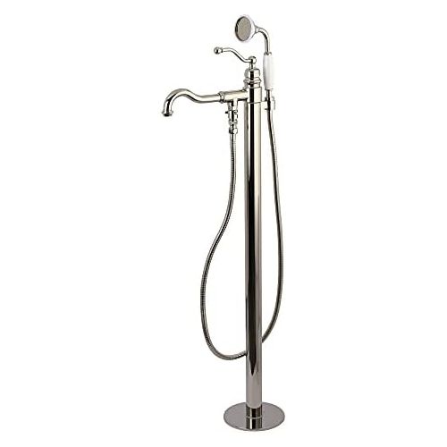  Kingston Brass KS7136ABL English Country Freestanding Roman Tub Filler with Hand Shower, Polished Nickel