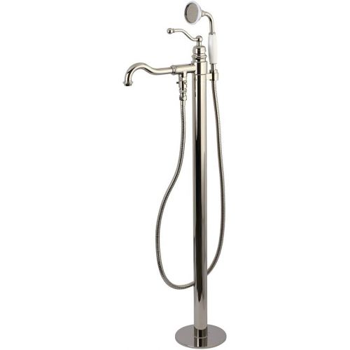  Kingston Brass KS7136ABL English Country Freestanding Roman Tub Filler with Hand Shower, Polished Nickel