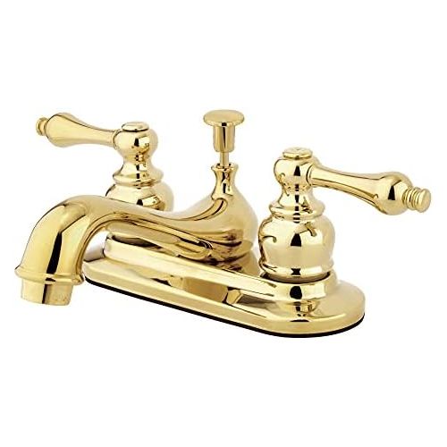  Kingston Brass GKB602AL Restoration 4-Inch Centerset Lavatory Faucet with Retail Pop-Up, 4-1/2, Polished Brass