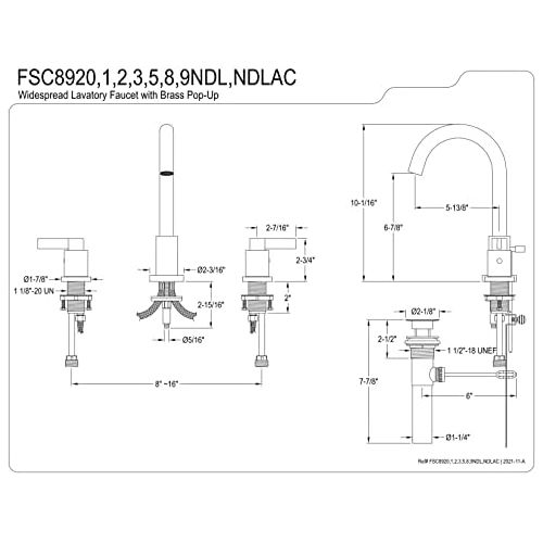  Fauceture FSC8923NDL NuvoFusion Widespread Bathroom Faucet, Brushed Brass