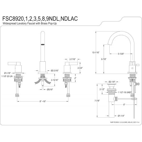  Fauceture FSC8923NDL NuvoFusion Widespread Bathroom Faucet, Brushed Brass