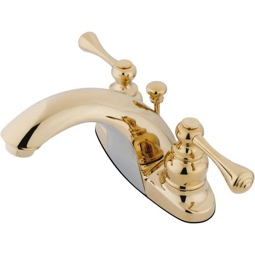  Kingston Brass KB7642BL English Country 4-Inch Centerset Lavatory Faucet with Buckingham Handle, Polished Brass