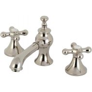 Kingston Brass KC7066AX Vintage 8-Inch Widespread Bathroom Faucet with Brass Pop-Up, Polished Nickel