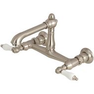 Kingston Brass KS7248PL English Country Wall Mount Vessel Sink Faucet, 6-5/8 in Spout Reach, Brushed Nickel