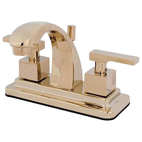  Kingston Brass KS4642QLL Executive 4-Inch Twin Lever Handle Centerset Lavatory Faucet, Polished Brass