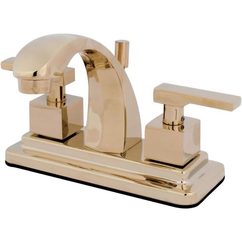  Kingston Brass KS4642QLL Executive 4-Inch Twin Lever Handle Centerset Lavatory Faucet, Polished Brass