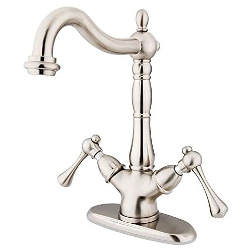  Kingston Brass KS1498BL Heritage Vessel Sink Faucet with 4-Inch Plate, Brushed Nickel
