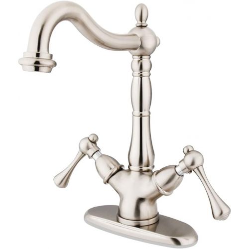  Kingston Brass KS1498BL Heritage Vessel Sink Faucet with 4-Inch Plate, Brushed Nickel