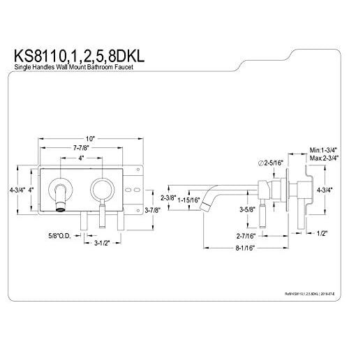  Kingston Brass KS8110DKL Concord Single-Handle Wall Mount Vessel Sink Faucet, 8-7/16 Inch in Spout Reach, Matte Black