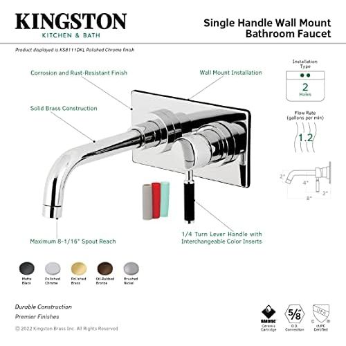  Kingston Brass KS8110DKL Concord Single-Handle Wall Mount Vessel Sink Faucet, 8-7/16 Inch in Spout Reach, Matte Black