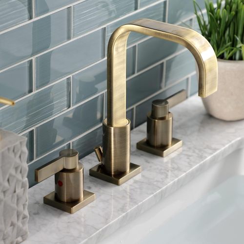  Fauceture FSC89633NDL NuvoFusion Widespread Bathroom Faucet, Antique Brass