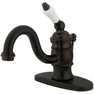 Kingston Brass KB3405PL Victorian 4-Inch Centerset Lavatory Faucet, Oil Rubbed Bronze with Porcelain Lever Handle