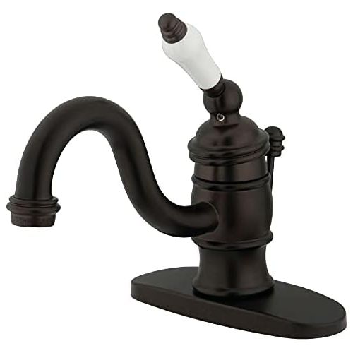  Kingston Brass KB3405PL Victorian 4-Inch Centerset Lavatory Faucet, Oil Rubbed Bronze with Porcelain Lever Handle