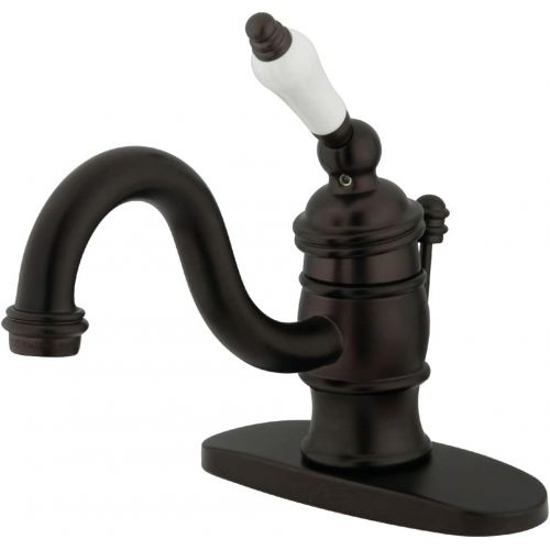  Kingston Brass KB3405PL Victorian 4-Inch Centerset Lavatory Faucet, Oil Rubbed Bronze with Porcelain Lever Handle