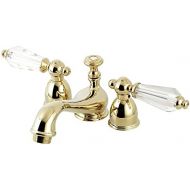 Kingston Brass KS3952WLL Wilshire Mini Widespread Lavatory Faucet With Crystal Lever Handle, 4-1/2 in Spout Reach, Polished Brass