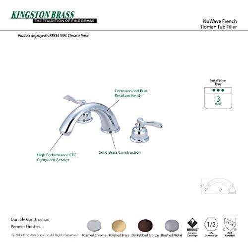  Kingston Brass KB8362NFL NuWave French Roman Tub Filler, Polished Brass