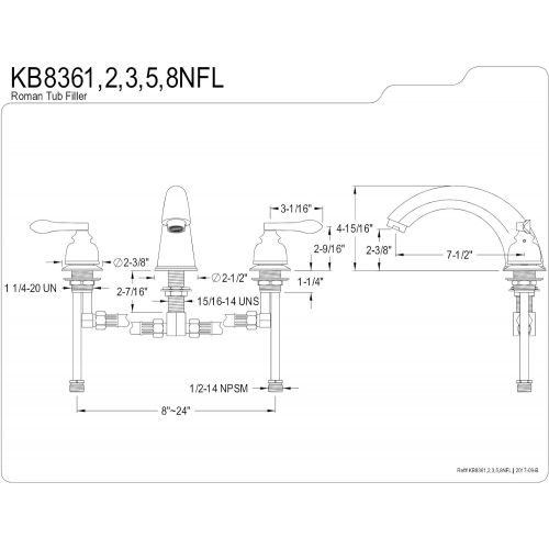  Kingston Brass KB8362NFL NuWave French Roman Tub Filler, Polished Brass