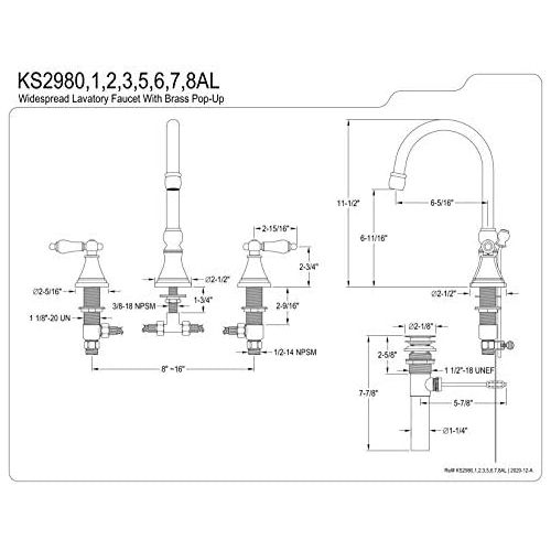  Kingston Brass KS2987AL 8 in. Widespread Bathroom Faucet, Brushed Brass