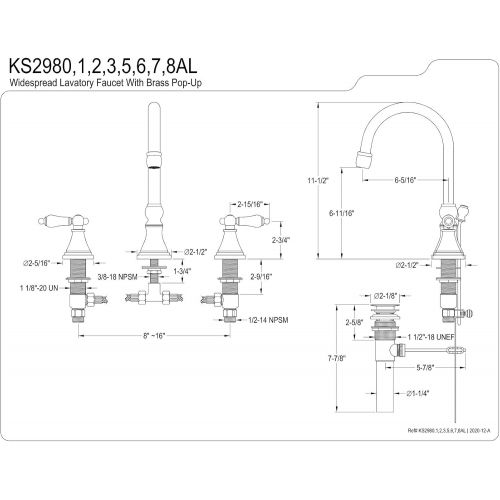  Kingston Brass KS2987AL 8 in. Widespread Bathroom Faucet, Brushed Brass