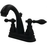 Kingston Brass FSY5610ACL 4 Centerset Lavatory Faucet with Retail Pop-Up, 4 in Spout Reach, Matte Black