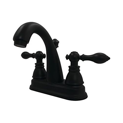  Kingston Brass FSY5610ACL 4 Centerset Lavatory Faucet with Retail Pop-Up, 4 in Spout Reach, Matte Black