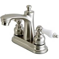 Kingston Brass FB7628PL Victorian 4 Centerset Lavatory Faucet with Retail Pop-Up, 4 in Spout Reach, Brushed Nickel