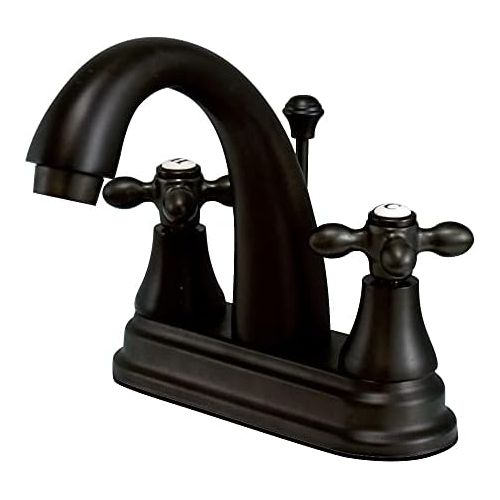  Kingston Brass KS7615AX English Vintage Centerset Lavatory Faucet with Brass Pop-Up, 4, Oil Rubbed Bronze