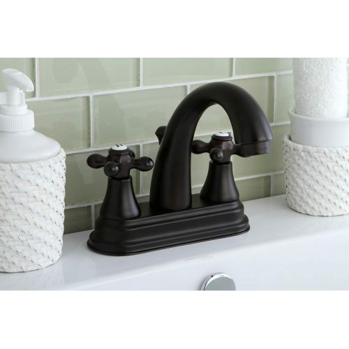  Kingston Brass KS7615AX English Vintage Centerset Lavatory Faucet with Brass Pop-Up, 4, Oil Rubbed Bronze