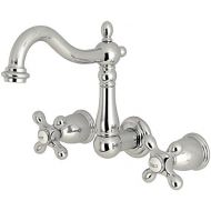 Kingston Brass KS1251AX Heritage 8 Center Wall Mount Vessel Sink Faucet, 6-3/8 in Spout Reach, Polished Chrome