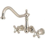 Kingston Brass KS1286AX Heritage 8 Center Wall Mount Vessel Sink Faucet, 9-3/16 in Spout Reach, Polished Nickel