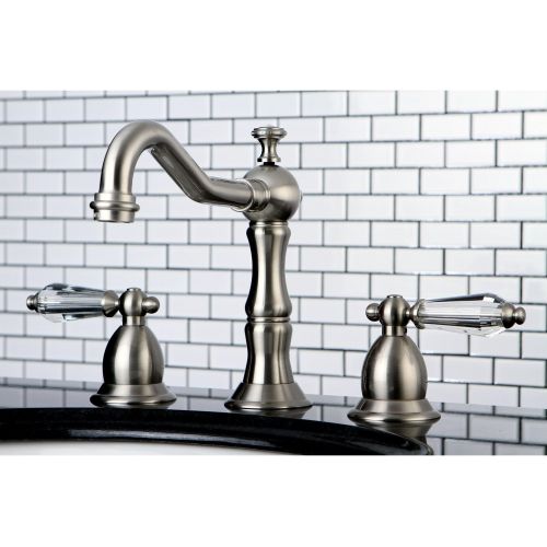  Kingston Brass KS1978WLL Widespread Lavatory Faucet with Brass Pop-Up, 7-1/2 in Spout Reach, Brushed Nickel