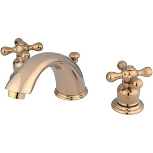  Kingston Brass KB962AX Victorian Widespread Lavatory Faucet with Metal Cross Handle, Polished Brass