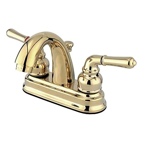  Kingston Brass KB5612NML Naples 4-Inch Centerset Lavatory Faucet, Polished Brass