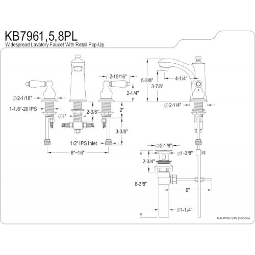  Kingston Brass KB7965PL Victorian Widespread Lavatory Faucet, Oil Rubbed Bronze