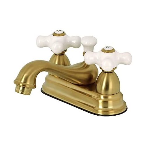  Kingston Brass KS3607PX 4 in. Center Bathroom Faucet, Brushed Brass