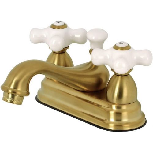  Kingston Brass KS3607PX 4 in. Center Bathroom Faucet, Brushed Brass