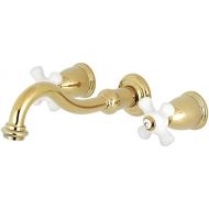 Kingston Brass KS3122PX Vintage 8-Inch Center Wall Mount Vessel Sink Faucet, 10-7/16 Spout Reach, Polished Brass