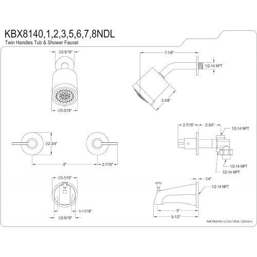  Kingston Brass KBX8141NDL Nuvo Fusion Tub & Shower Faucet, Polished Chrome