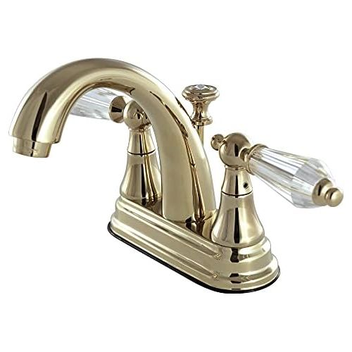  Kingston Brass KS7612WLL Wilshire 4-Inch Centerset Lavatory Faucet Pop-Up, 4-3/4 in Spout Reach, Polished Brass